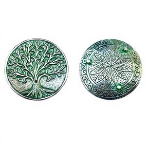 Quemador de Incienso Redondo con Diseño del Árbol de la Vida, con Tapón de Cilindro, Atrapador de Cenizas de Metal Plateado - Product Image 1