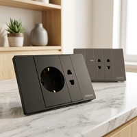 Interruptores de Pared Modulares Ultrafinos Estándar CE SASO EU Tipo 118 y Enchufes Schuko Alemanes para Arquitectos de Oriente Medio