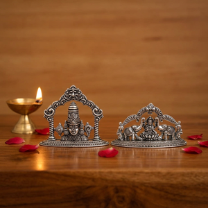 Estatua Religiosa de Plata Pura 92.5, Dios Venkateshwara Balaji Laxmi Ji en 2D, Acabado Antiguo, Monumento Religioso, Decoración de Templo - Product Image 1