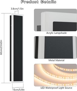Minimaliste cour noir LED linéaire étanche applique porche applique éclairage Villa LED longue bande appliques murales pour l'extérieur - Product Image 5