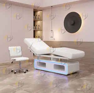 Cama de pestañas de salón de belleza cosmética facial tamaño king de madera coreana 3 mesas de masaje eléctricas automáticas y cama
