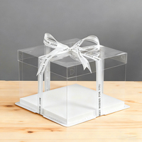 Vente flash : boîte à gâteau en plastique PET transparent carrée blanche de 4 pouces pour le stockage et l'exposition de divers gâteaux pour anniversaire, mariage