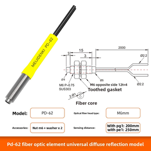 Câble de sonde amplificateur de capteur optique Akusense, faisceau à réflexion diffuse, fibre neutre M6 PD-62-I - Product Image 3