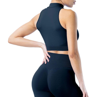 2026 Pabrik OEM ODM logo Kustom Df Baru Rompi 1/4 Resleting Rajutan Tanpa Jahitan Olahraga Kebugaran Elastisitas Tinggi untuk Wanita Set Yoga