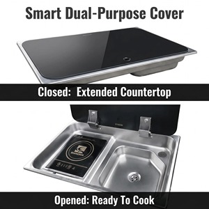 Évier de cuisine de luxe en acier inoxydable <span class=keywords><strong>pour</strong></span> camping-car et caravane avec cuisinière à <span class=keywords><strong>induction</strong></span> et design intégré <span class=keywords><strong>pour</strong></span> remorques et caravanes - Product Image 3