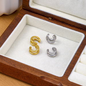 C Shaped <b>Titanium</b> Steel Earrings Gold Silver Color Geometric <b>Stud</b> Earrings For Women Fashion Jewelry - Product Image 1