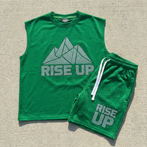 Ensemble de survêtement baggy personnalisé avec imprimé graphique en strass, t-shirt et short surdimensionnés effet délavé vintage rétro, <span class=keywords><strong>tenue</strong></span> deux pièces - Product Image 1