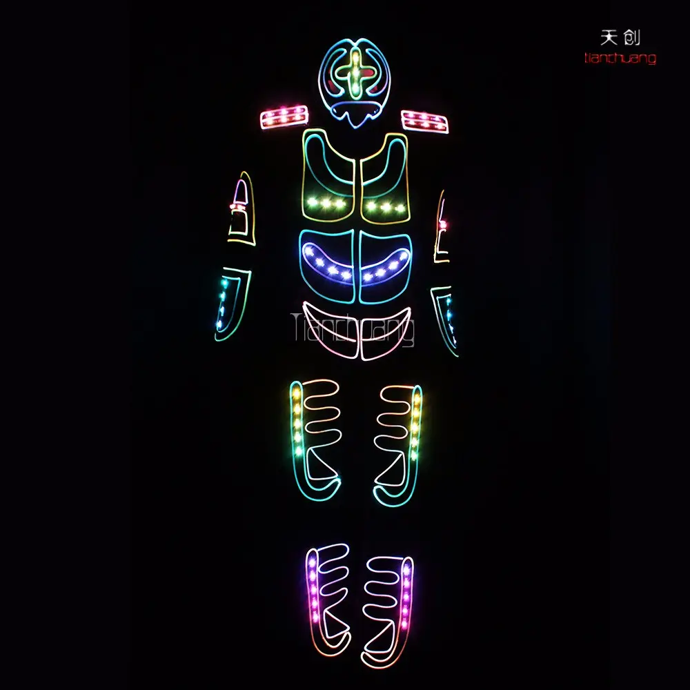 भविष्य के लिए वेशभूषा बिक्री लालटेन महोत्सव एलईडी प्रकाश वायरलेस रोबोट कॉस्टयूम प्रकाश सूट पहनने रिमोट कंट्रोल ट्रांसफार्मर का नेतृत्व किया