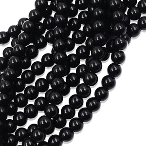 8mm 32inches Length Solid Color <strong>Black</strong> Glass <strong>Loose</strong> <strong>Beads</strong> Non-Fading Jewelry Making Crafting Supplies-Durable High Bulk Wholesale - Product Image 2