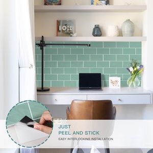 Ship Only to USA Green 3d Kitchen Backsplash Peel and Stick Tiles Sticker for Living Room (10 Sheet) - Product Image 2