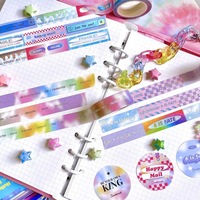 Vente en gros, impression personnalisée, aquarelle, dessin animé mignon, feuille d'or Washi Tape pour la journalisation