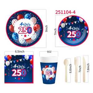 DAMAI 2026 Nuevo Diseño Personalizado, Platos de Papel para el 250.º Aniversario del Día de la Independencia de EE. UU., Juego de Vajilla Desechable para el 7 de Julio - Product Image 2