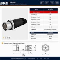 Connecteur industriel triphasé SFE CE haute intensité 200A-630A IP67, fiche et prise IEC 60309 380-415V 6H 4/5 broches 3P+N+E