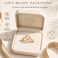 Wholesale Trendy Wedding 18K PVD Gold Stainless Steel Zircon Heart Ring Waterproof Hypoallergenic High Polish Daily Wear Unisex