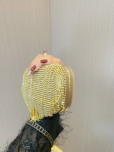 Cross-border Europe United States Tassel Rhinestone <b>Clutch</b> Evening Dress Encrusted Diamonds Polyester Exposed Closure Tanjing - Product Image 3