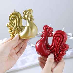 3D Rooster Figurine <b>Candle</b> <b>Red</b> Gold White Cock Shape Wax <b>Candle</b> For Festival Home Tabletop Decoration - Product Image 3