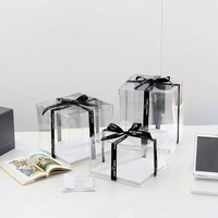 Boîte à gâteaux carrée Portable transparente PLA 4 pouces 12 pouces de haut emballage alimentaire pour pâtisserie d'anniversaire et paquet