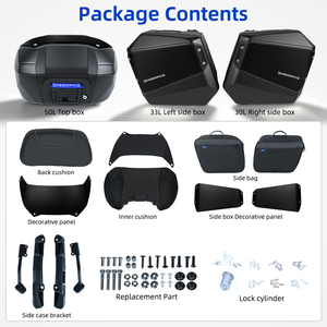 Ensemble de 3 valises (50L+33L+30L) pour moto Honda NT1100, installation rapide, avec top case et sacoches latérales gauche et droite - Product Image 5