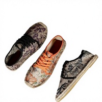 Espadrilles compensées tressées en toile noire pour femme, semelle en jute, mules à plateforme, confortables et légères, style créateur tendance