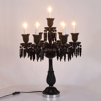 Lampe de table en cristal K9 vert vintage, style bougie, pour hôtel, banquet, mariage, décoration de villa