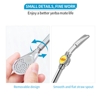 Paille à yerba maté en acier inoxydable écologique, filtre réutilisable, paille à boire avec logo personnalisé pour ensemble cadeau de tasse à maté