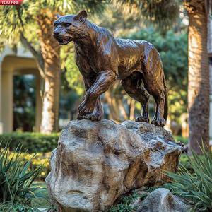 Statua di <span class=keywords><strong>pantera</strong></span> <span class=keywords><strong>nera</strong></span> antica in metallo bronzo a grandezza naturale - Product Image 4