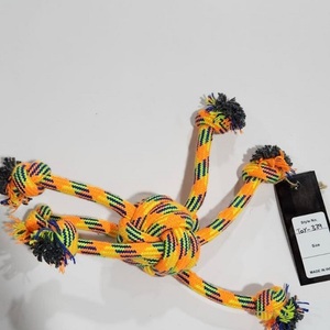 Jouet pour chien en jute de coton jaune fournitures pour animaux de compagnie en forme d'os écologique et durable pour jouer de l'Inde - Product Image 3