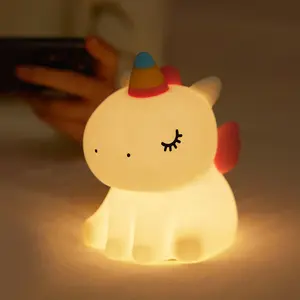 EGOGO Cute Unicorn Kids Baby Nursery Bedroom Night Light Lamp Gifts Silicone Unicorn Light Kids Night Light