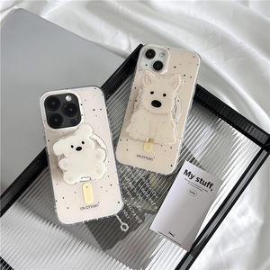 IVANHOE adecuado para iPhone 16 15 14 13 12 Pro coreano lindo 3D primavera perro titular inalámbrico carga teléfono caso - Product Image 1