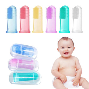 แปรงสีฟันซิลิโคนสำหรับเด็ก ปลอดสาร BPA แปรงสีฟันนิ้วมือซิลิโคนสำหรับเด็ก ปลอกแปรงสีฟันซิลิโคนแบบนิ้วมือ - Product Image 1