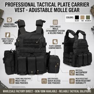 Chaleco Táctico Portaplacas de Alta Resistencia con Múltiples Bolsillos, Correas Acolchadas Ajustables y Sistema Molle en el Pecho, Impermeable y Resistente al Desgaste - Product Image 2