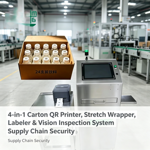 Machine industrielle d'intégration de lecture de codes-barres 2D et de codage de boîtes avec applicateur de film rétractable/étiquettes – Solution de traçabilité complète - Product Image 3