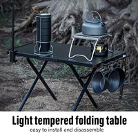 Table de camping pliante en alliage d'acier et bois de hêtre, rectangulaire, portable, pour l'extérieur, avec tube latéral suspendu, robuste et légère