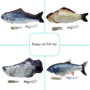 サンプル利用可能卸売高品質juguetes gatoインタラクティブ面白いぬいぐるみ猫のおもちゃインタラクティブflippity魚猫のおもちゃ