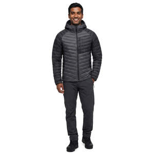 Veste d'hiver pour homme coupe ajustée à capuche en toile, col montant, matelassée, respirante, imperméable, coupe-vent, fermeture éclair, OEM, personnalisable - Product Image 1