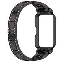 Bracelet de montre intégré en acier inoxydable incrusté de strass, étui de protection brillant pour Samsung Galaxy Fit 3 SM-R390