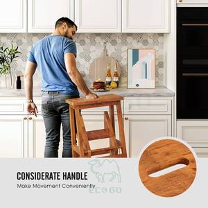 Escalera Plegable <span class=keywords><strong>de</strong></span> Diseño Moderno <span class=keywords><strong>de</strong></span> 3 Peldaños, Escalera <span class=keywords><strong>de</strong></span> Madera 3 en 1 con Asa, Pedal Antideslizante, Estante para Flores, para Cocina, Biblioteca, Garaje - Product Image 3