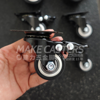 1.5 "2" 2.5 "3" 4 "5" pouces PVC roulettes roues industriel Double roulement PP roulette noir meubles chariot pivotant avec frein vis OEM
