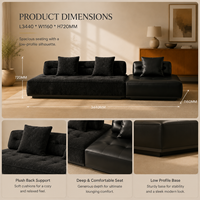 Canapé modulaire sectionnel moderne en tissu écologique avec chaise longue, design en forme de L, garni d'éponge, pour appartement et hôtel
