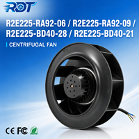 Ventilador Centrífugo AC R2E225-BD40-21, 115VAC, 225mm, 1300CFM, Aspas Curvadas Hacia Atrás, Sistema Inverter, Repuesto para Ventilación