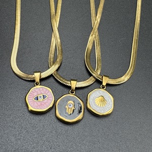 <span class=keywords><strong>Collana</strong></span> pendente alla moda in acciaio inossidabile Hamsa <span class=keywords><strong>mano</strong></span> <span class=keywords><strong>di</strong></span> <span class=keywords><strong>Fatima</strong></span> protezione malocchio gioielli alla moda placcati in oro - Product Image 1