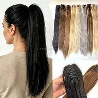 Queue de cheval à pince en cheveux humains naturels Remy double épaisseur, extension de cheveux avec pince pour femmes, vente en gros
