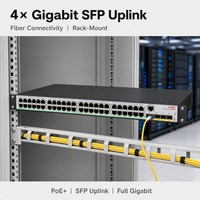 Nuevo Switch Gestionado de Capa 2 H3C S1850V3-52P-PWR-EI Original de 48 Puertos Gigabit, QoS, SNMP, 4 Puertos Ópticos Gigabit, Administración Web, LAN
