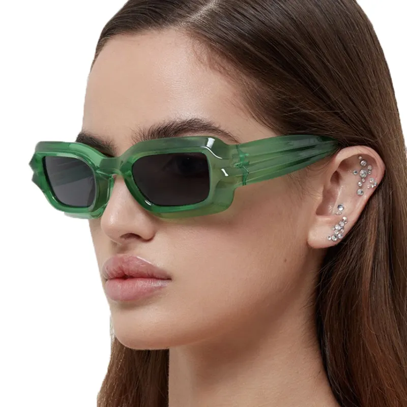 ADE WU STY4467 Colorful Thick Frame Square Sunglasses Women Top Designer Retro Eyewear UV400 CE Translucent Green Blue Shades