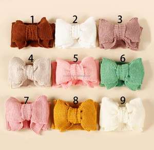 Diadema de punto con lazo de gran tamaño de algodón orgánico suave, con lazo DIY turbante, accesorios para el cabello acanalados para niña, diadema para bebé - Product Image 2