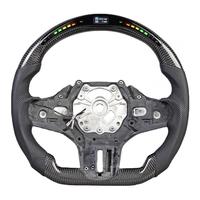 Volant BMW M-Style en fibre de carbone avec LED, cuir perforé, surpiqûres bleues, forme D pour G80 G20 G22, amélioration personnalisée OEM, vente en gros