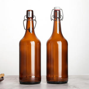 批发空大号玻璃啤酒汽水水康普茶瓶 1000 毫升 短瓶饮料瓶 带旋转盖 1L - Product Image 2