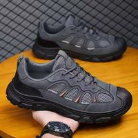 Chaussures de randonnée pour hommes, nouveau style, à lacets, en maille respirante, chaussures de sport décontractées, semelles épaisses, ajourées, confortables, polyvalentes
