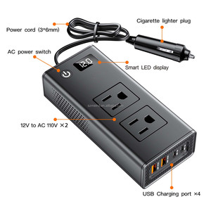 200W 400W Đỉnh Sửa Đổi Sóng Sin Nhanh Chóng Sạc Xe Hơi Biến Tần 12V 220V Qc3.0 USB + Pd 65W Loại C Kép AC Ổ cắm Điện Áp Chuyển Đổi - Product Image 3