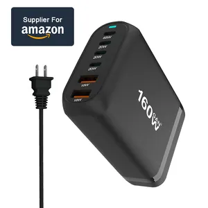 160W Gan Chargeur 6 Ports Chargeur Rapide Cargadores Para Celular Pour Macbook Cargador iphone Multiple Type C Chargeur Adaptateur